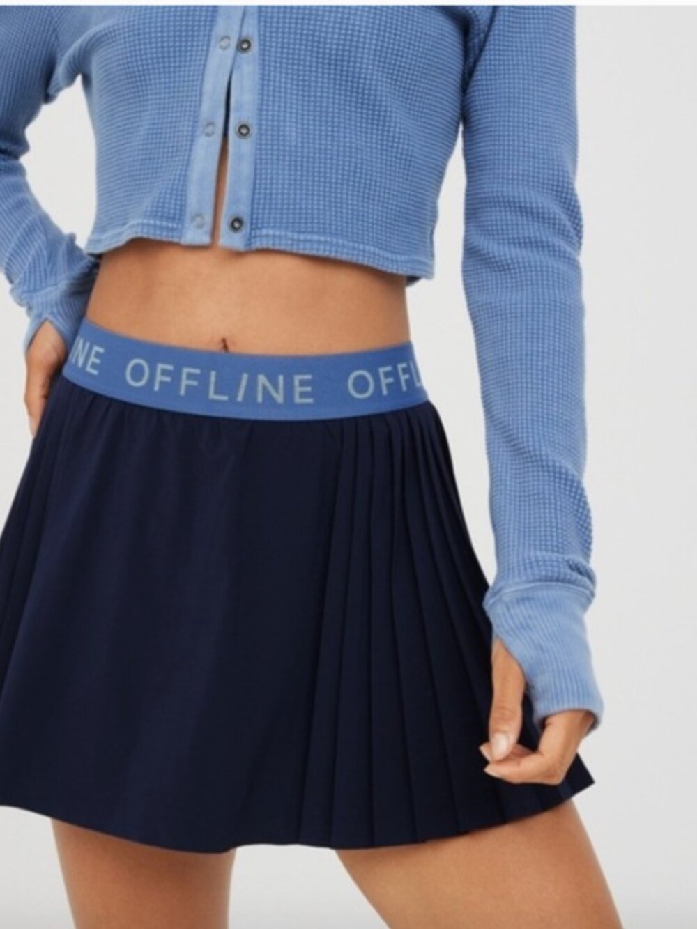Offline By Aerie Blue Goals Logo Pleated Skort Size Small